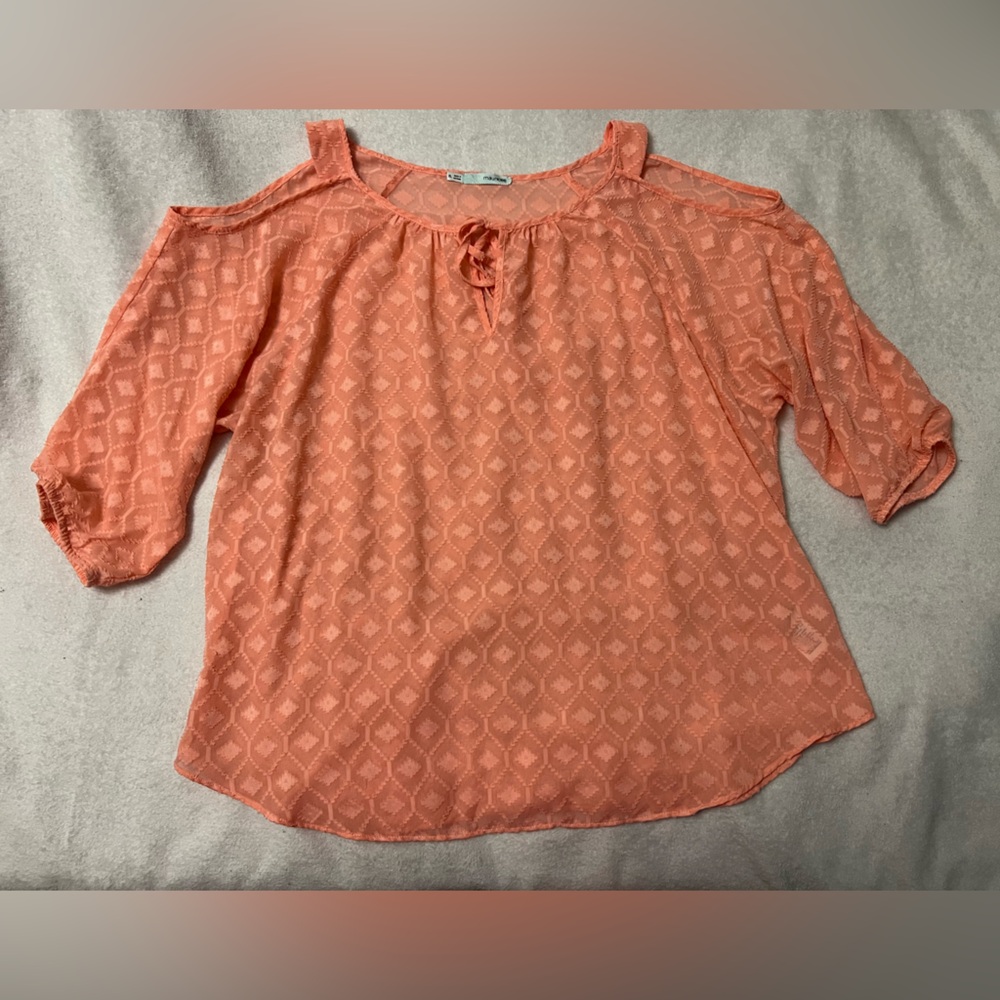 Maurices Coral Relaxed Tie Front Blouse Cold Shoulder